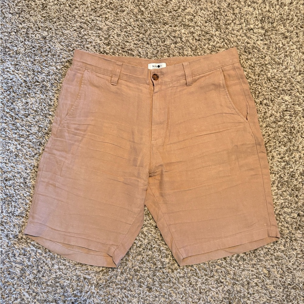 NNO7 Men's Light Brown Flat Front Shorts